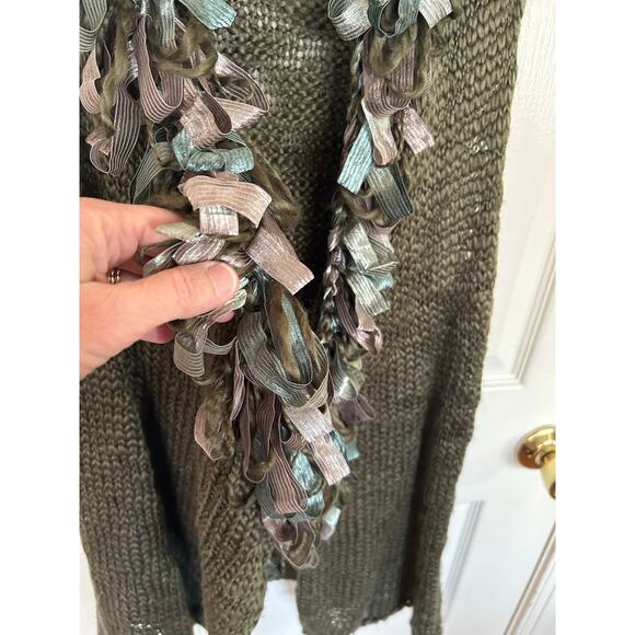 Sharagano Loden Green Ribbon Ruffle Sweater Vest Size Medium‎ NWT - Picture 5 of 5